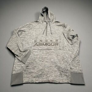 Under Armour Men's Gray Heathered ColdGear Fleece Hoodie Loose Fit LG